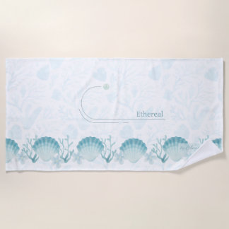 Teal Oceanic Pearls Personalised Beach Towel Strandlaken