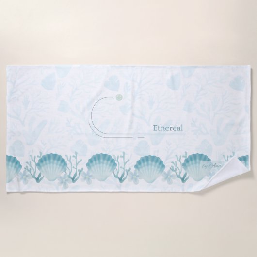 Teal Oceanic Pearls Personalised Beach Towel Strandlaken (Voorkant)