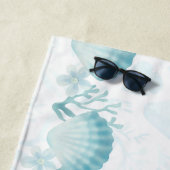 Teal Oceanic Pearls Personalised Beach Towel Strandlaken (In situ)