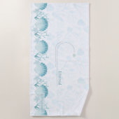 Teal Oceanic Pearls Personalised Beach Towel Strandlaken (Voorkant)