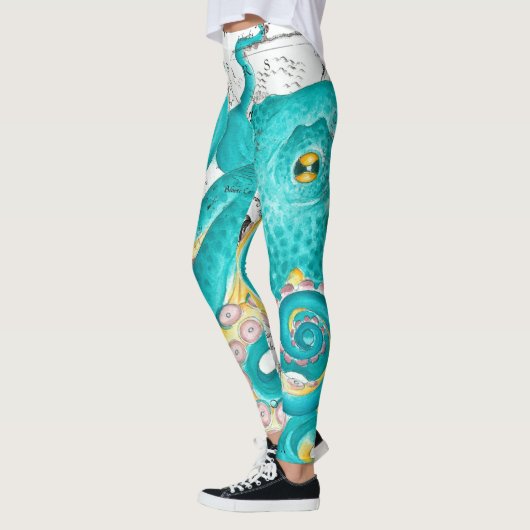 Teal Octopus Nautical Map Watercolor Leggings (Links)