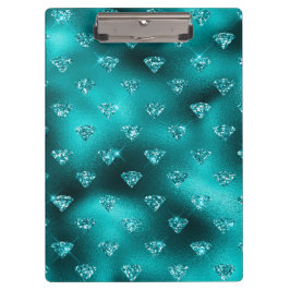 Teal Ombre Glam Glitter Diamanten Patroon Klembord