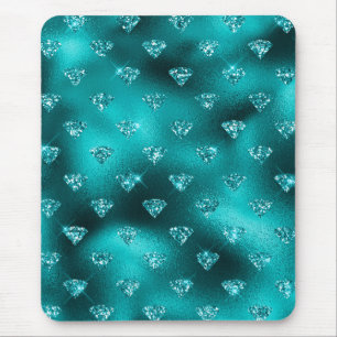 Teal Ombre Glam Glitter Diamanten Patroon Muismat