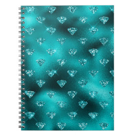 Teal Ombre Glam Glitter Diamanten Patroon Notitieboek