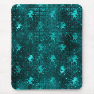 Teal Ombre Glam Glitter Eenhoorns Patroon Muismat