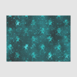 Teal Ombre Glam Glitter Eenhoorns Patroon Tissuepapier