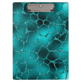 Teal Ombre Glam Glitter Giraffe Vlekken Patroon Klembord