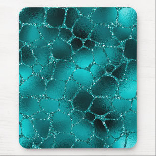 Teal Ombre Glam Glitter Giraffe Vlekken Patroon Muismat