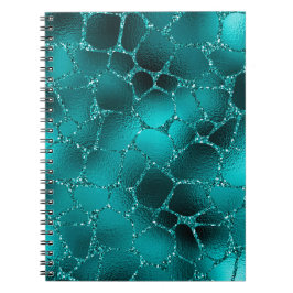 Teal Ombre Glam Glitter Giraffe Vlekken Patroon Notitieboek