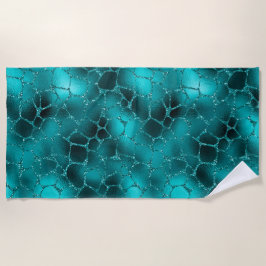 Teal Ombre Glam Glitter Giraffe Vlekken Patroon Strandlaken