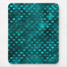 Teal Ombre Glam Glitter Harten Patroon Muismat