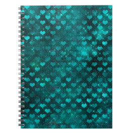 Teal Ombre Glam Glitter Harten Patroon Notitieboek