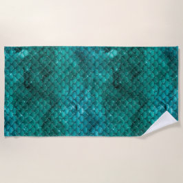 Teal Ombre Glam Zeemeermin Schubben Patroon Strandlaken