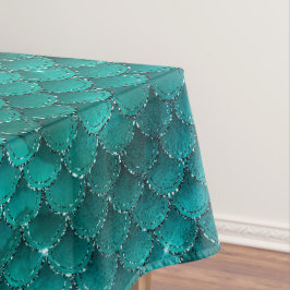 Teal Ombre Glam Zeemeermin Schubben Patroon Tafelkleed