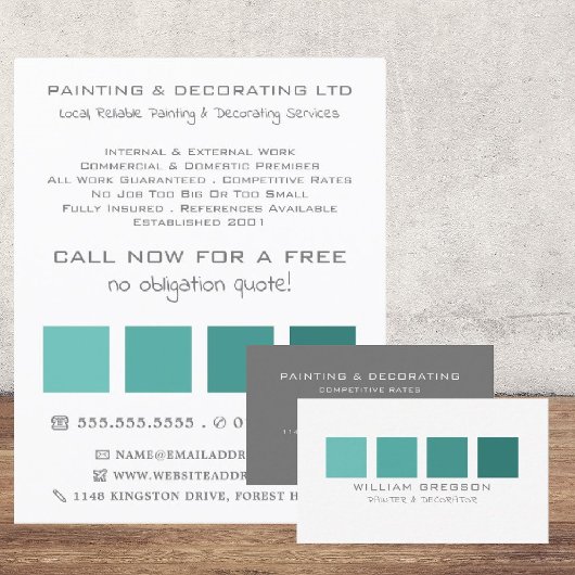 Teal Ombre Vierkanten, Schilder & Decorateur Flyer