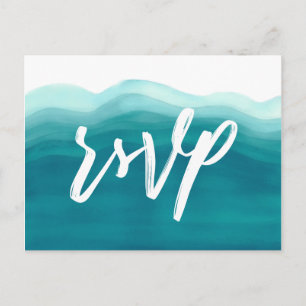 Teal Ombre Watercolor Golf Maaltijdkeuze RSVP Uitnodiging Briefkaart