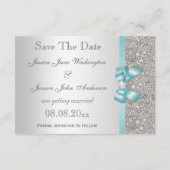 Teal onechte strik en diamanten zilver Save The Da Save The Date (Achterkant)