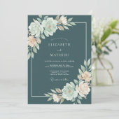 Teal Opalescent Bloeiende Bruiloft Kaart (Staand voorkant)