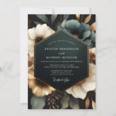 Teal Opulent Bloom Wedding Kaart (Voorkant)