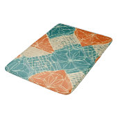 Teal, Orange, and Tan Abstract Flowers  Badmat (Gekanteld)