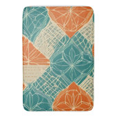 Teal, Orange, and Tan Abstract Flowers  Badmat (Voorkant Verticaal)