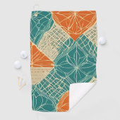 Teal, Orange, and Tan Abstract Flowers Golfhanddoek (Insitu)