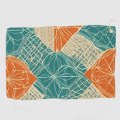 Teal, Orange, and Tan Abstract Flowers Golfhanddoek (Horizontaal)