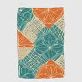 Teal, Orange, and Tan Abstract Flowers Golfhanddoek (Voorkant)