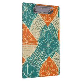 Teal, Orange, and Tan Abstract Flowers Klembord