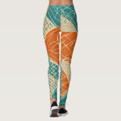 Teal, Orange, and Tan Abstract Flowers  Leggings (Achterkant)