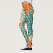Teal, Orange, and Tan Abstract Flowers  Leggings (Links)