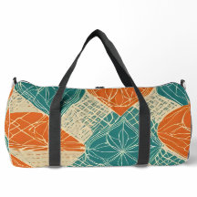 Teal, Orange, and Tan Abstract Flowers