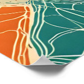 Teal, Orange, and Tan Abstract Flowers Poster (Hoek)