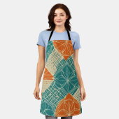 Teal, Orange, and Tan Abstract Flowers Schort (Gedragen)