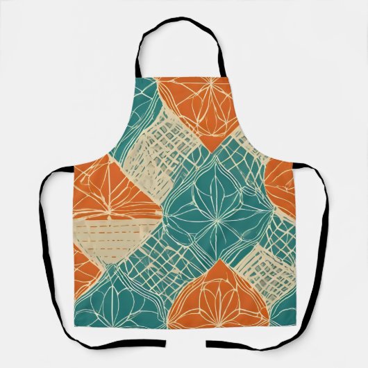 Teal, Orange, and Tan Abstract Flowers Schort (Voorkant)