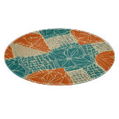 Teal, Orange, and Tan Abstract Flowers Snijplank (Hoek)