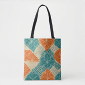 Teal, Orange, and Tan Abstract Flowers Tote Bag (Voorkant)