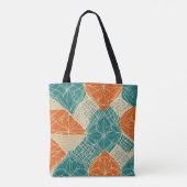 Teal, Orange, and Tan Abstract Flowers Tote Bag (Achterkant)