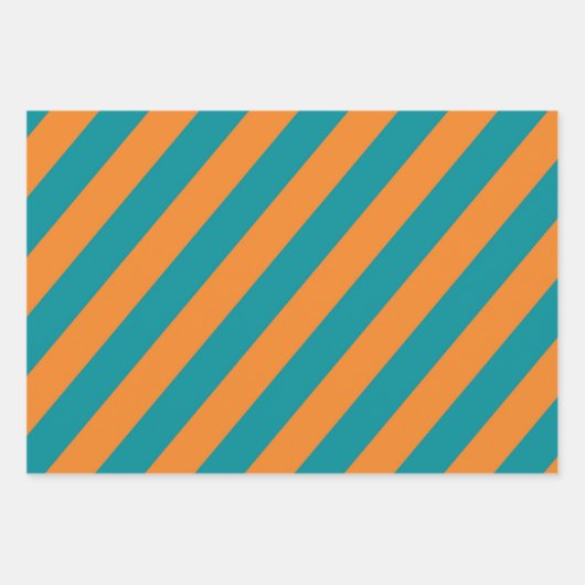 Teal, Orange, and White Chevron & Stripe Patterns Inpakpapier Vel (Voorkant 3)