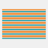 Teal, Orange, and White Chevron & Stripe Patterns Inpakpapier Vel (Voorkant 2)