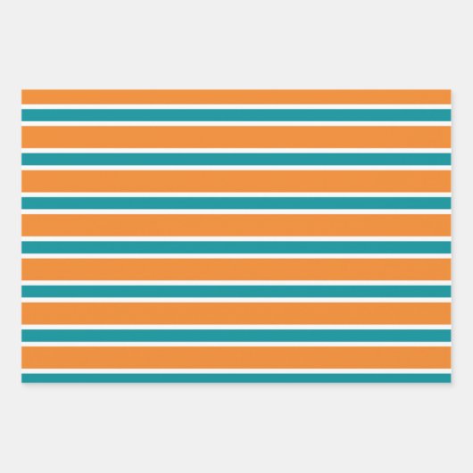 Teal, Orange, and White Chevron & Stripe Patterns Inpakpapier Vel (Voorkant 2)