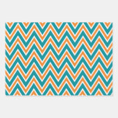 Teal, Orange, and White Chevron & Stripe Patterns Inpakpapier Vel (Voorkant)