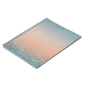 Teal & Orange Notebook with Blue Glitter Notitieboek (Linkerzijde)