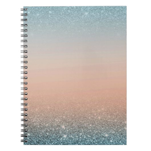 Teal & Orange Notebook with Blue Glitter Notitieboek (Voorkant)