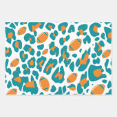 Teal, Orange & White Football Patterns Inpakpapier Vel (Voorkant 3)