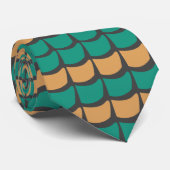 Teal Oranje Abstract Patroon Stropdas (Opgerold)