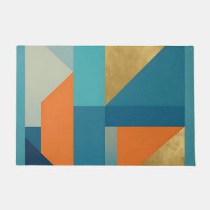 Teal Oranje Goud Geometrisch Abstract Deurmat