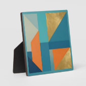 Teal Oranje Goud Geometrisch Abstract Fotoplaat (Voorkant)