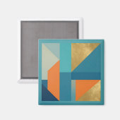Teal Oranje Goud Geometrisch Abstract Magneet (Voorkant / Achterkant)