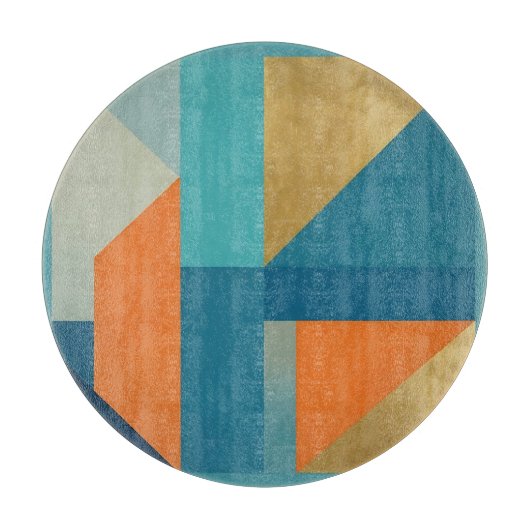 Teal Oranje Goud Geometrisch Abstract Snijplank (Voorkant)